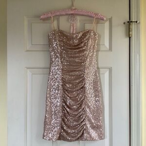 As U Wish Sequence Mini Party Dress Nude/Champagne SZ S